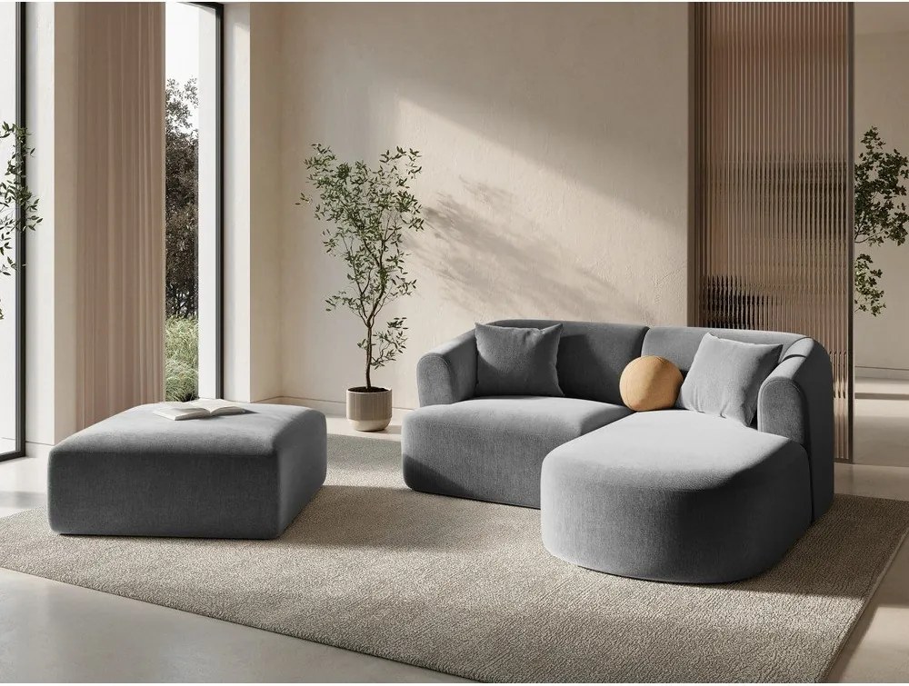 Svetlosivá zamatová podnožka Campi – Cosmopolitan Design