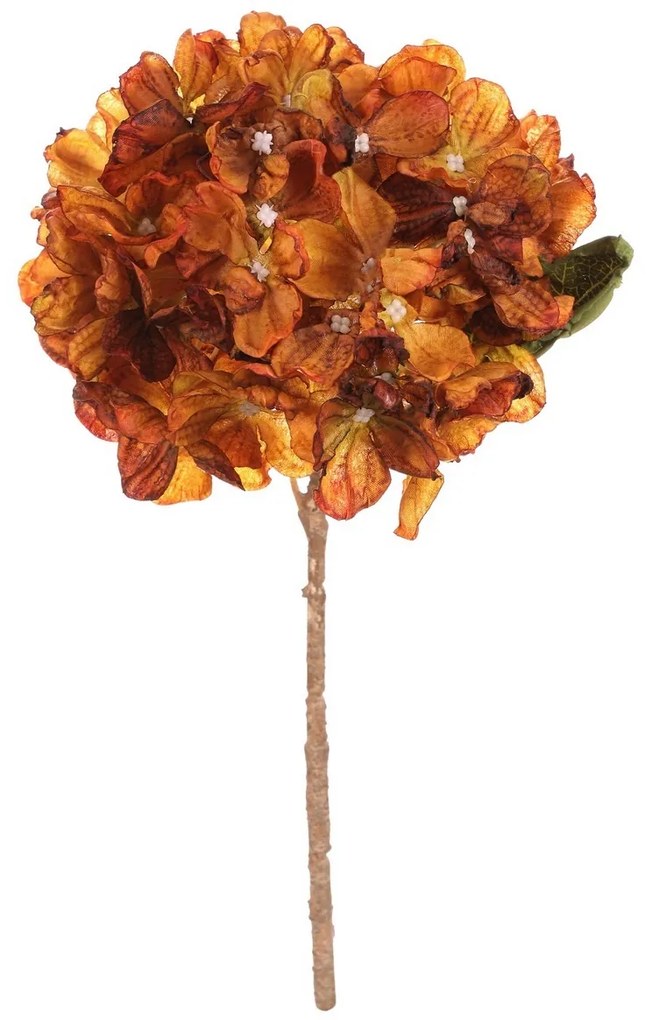 Hortenzie oranžová - umělá řezaná květina, 62 cm