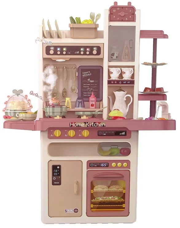 Lean Toys Detská ružová kuchynka s príslušenstvom - 65 kusov