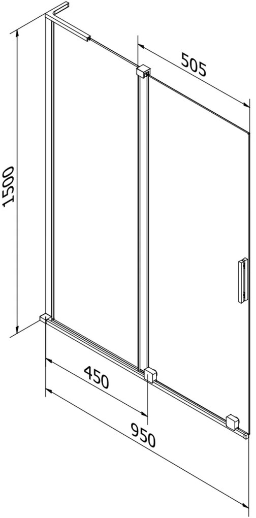 Mexen Velar L, 2-krídlová posuvná vaňová zástena 95 x 150 cm, 8mm sklo námraza, medená matná, 896-095-003-31-65