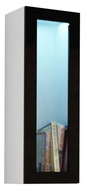 Vitrína 90 sklo Zigo, Osvetlenie: osvetlenie LED biele, Farby: šedý / šedý lesk