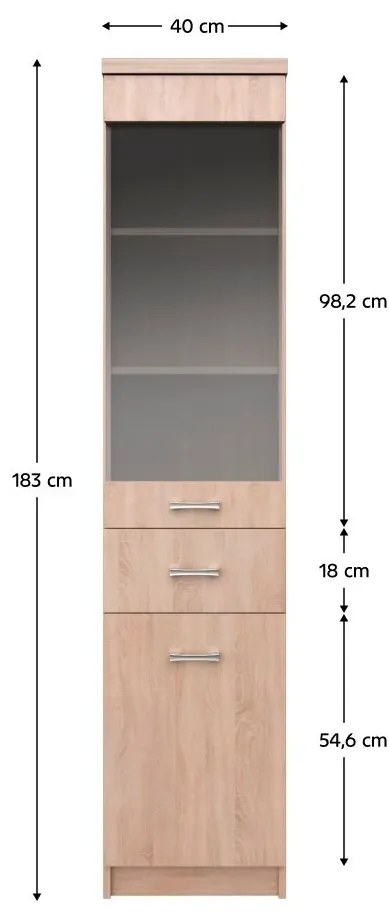 Vitrína Topta Typ 32 1D1W1S (dub sonoma). Vlastná spoľahlivá doprava až k Vám domov. 1075492
