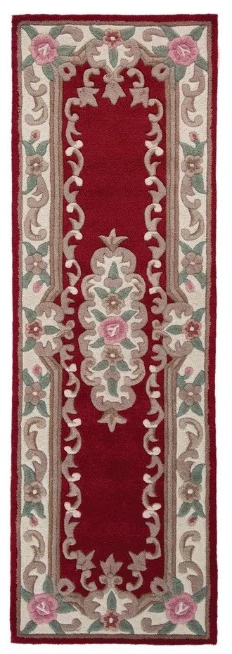 Červený vlnený koberec Flair Rugs Aubusson, 67 x 210 cm