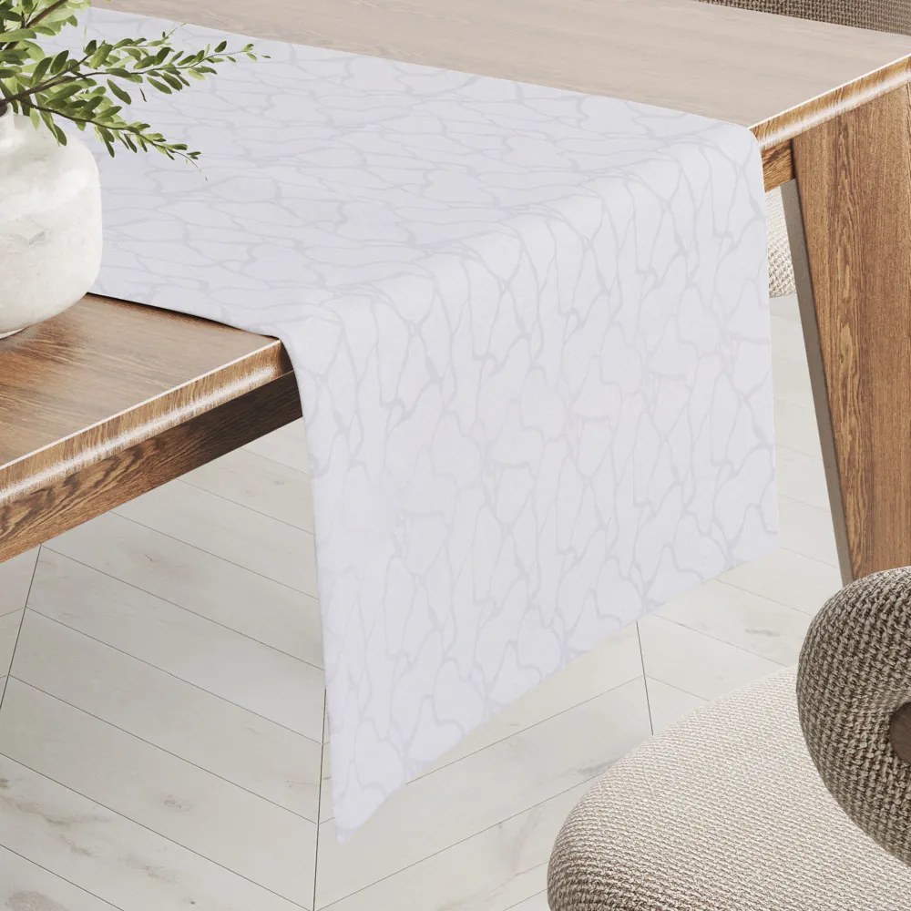 Biante Dekoračný behúň na stôl Monako PM-123 Mramor biely 45x140 cm