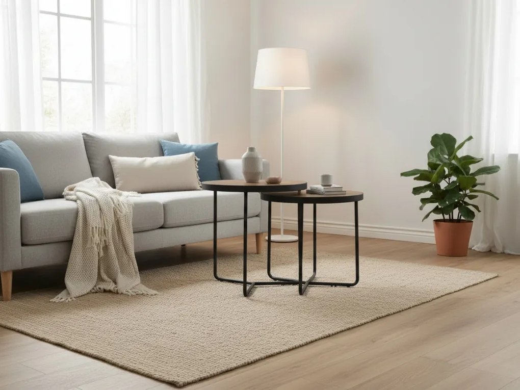 Odkladacie stolíky PENELOPE sada 2 ks Ø 50 cm, dekor orech