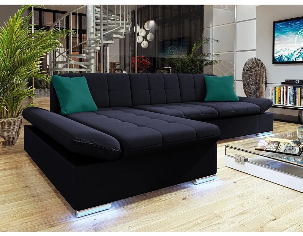 Rohová sedačka Laviva LED, Dostupné poťahy: ekokoža Soft 017 + Uttario Velvet 2967 + Uttario Velvet 2959, Strana: pravá