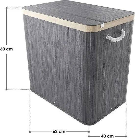 Bambusový košík na bielizeň 150 l s vekom a vreckom