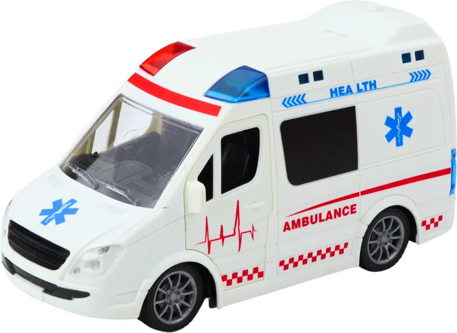 LEAN Toys Sanitka na diaľkové ovládanie RC so svetlami a zvukmi 1:20 biela