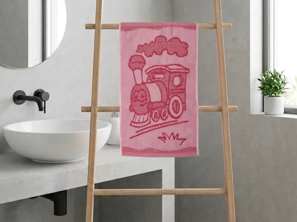 Detský uterák BEBÉ ružový vláčik 30x50 cm