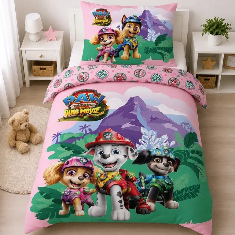 Carbotex Bavlnené obliečky 140x200 + 70x90 cm - Labková patrola  "Pod dinosaurovou skalou"