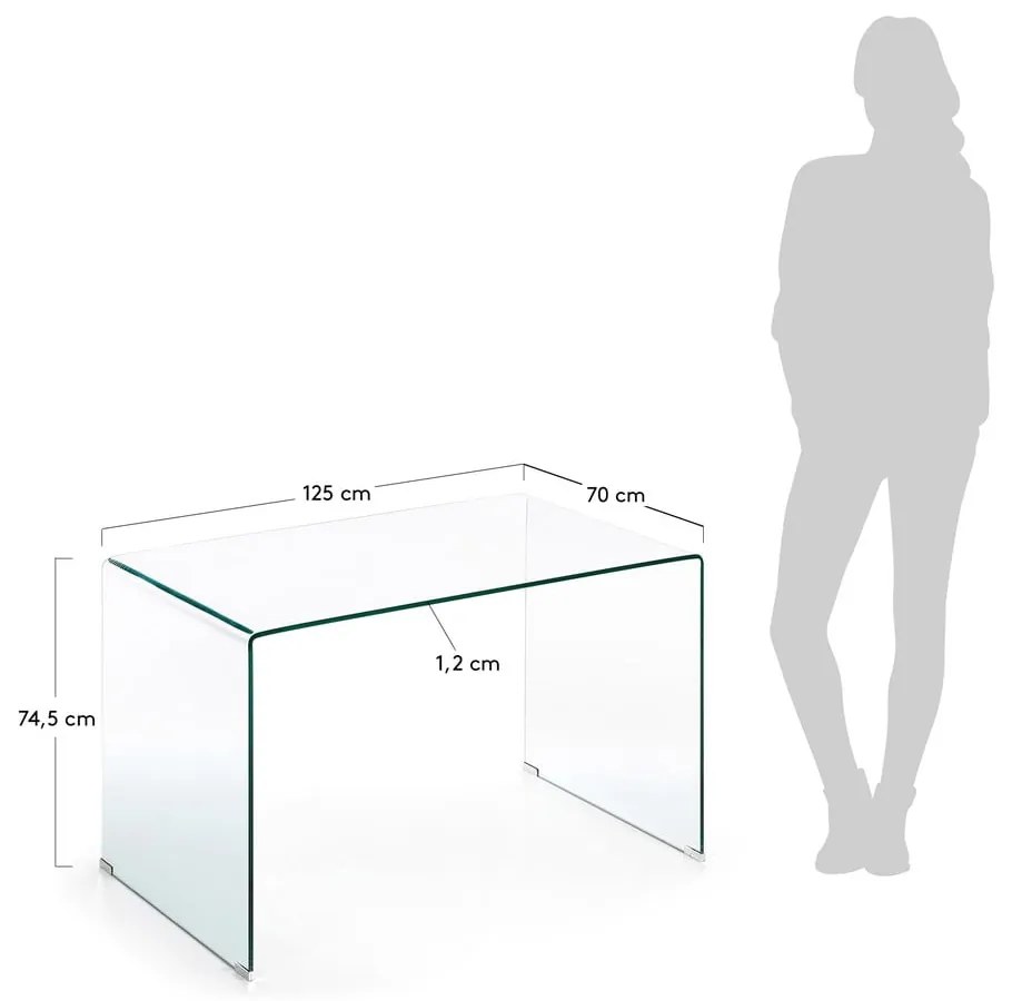 Sklenený pracovný stôl 70x125 cm Burano – Kave Home