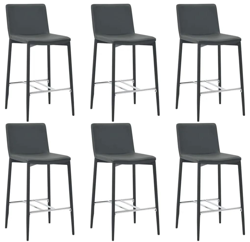 Barové stoličky 6 ks, sivé, umelá koža