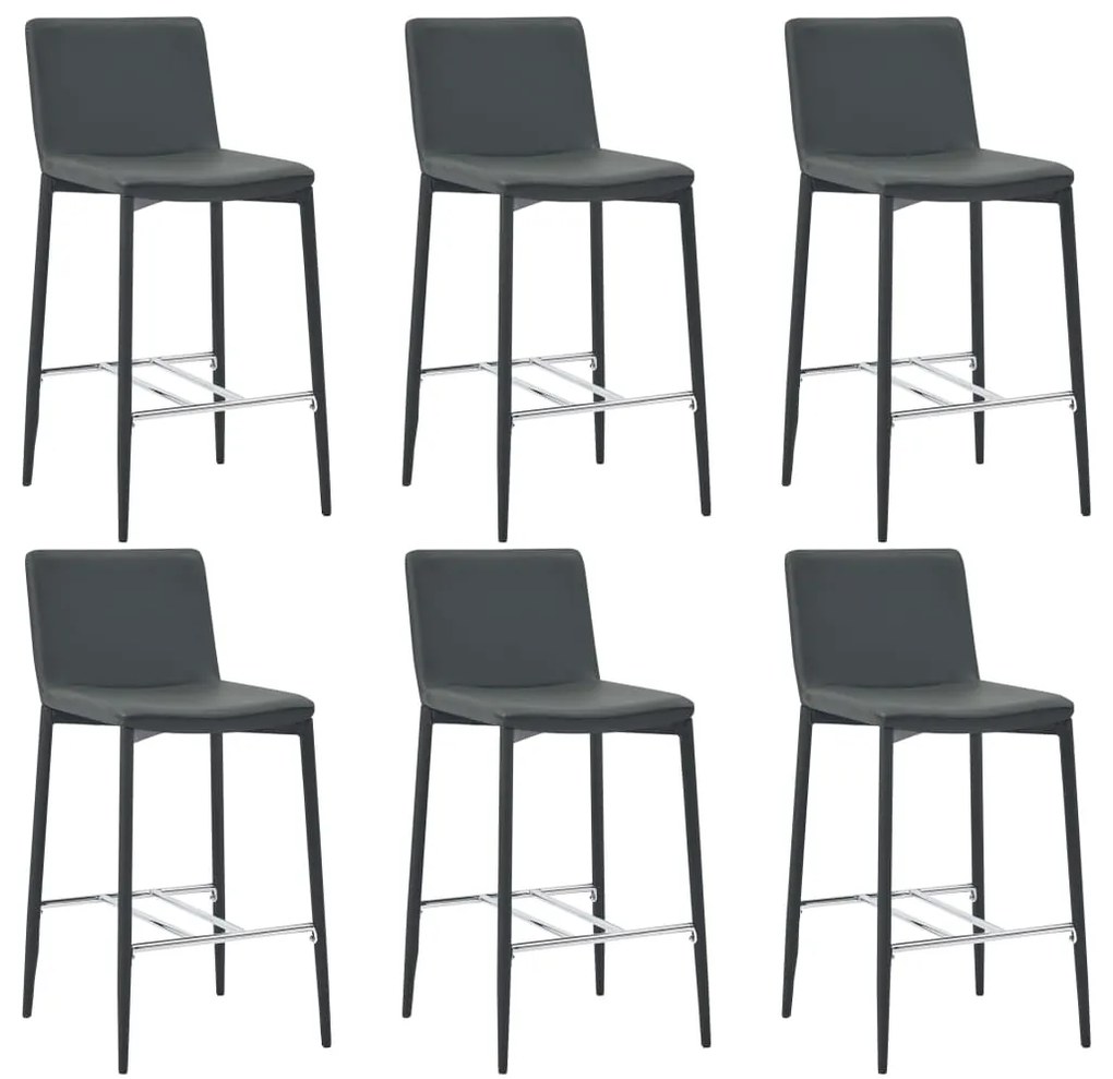 vidaXL Barové stoličky 6 ks, sivé, umelá koža
