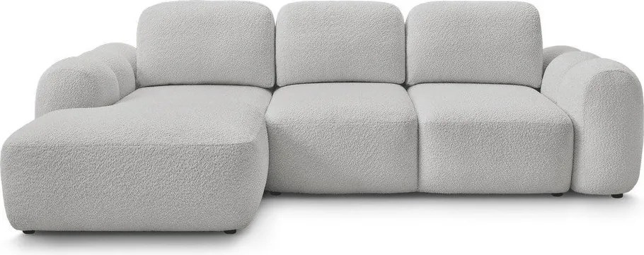 Svetlosivá rozkladacia/s úložným priestorom rohová pohovka z textílie buklé (ľavý roh/s leňoškou) Montaigne – Bobochic Paris