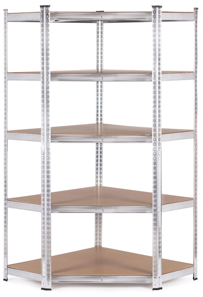 Rohový úložný regál 180x90x40 cm, 5 políc, nosnosť 875 kg, ModernHome