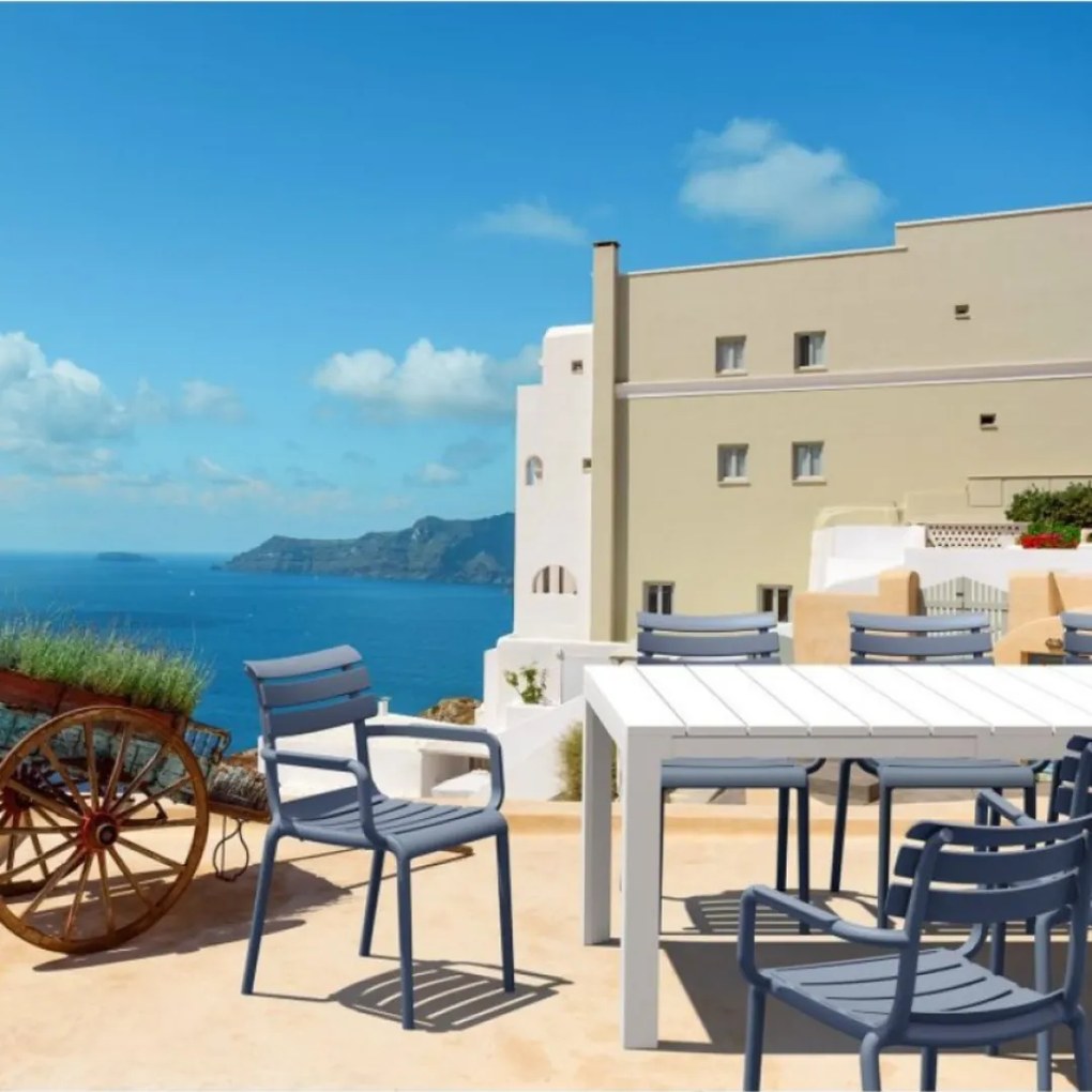 PARIS záhradná stolička s podrúčkami dark grey