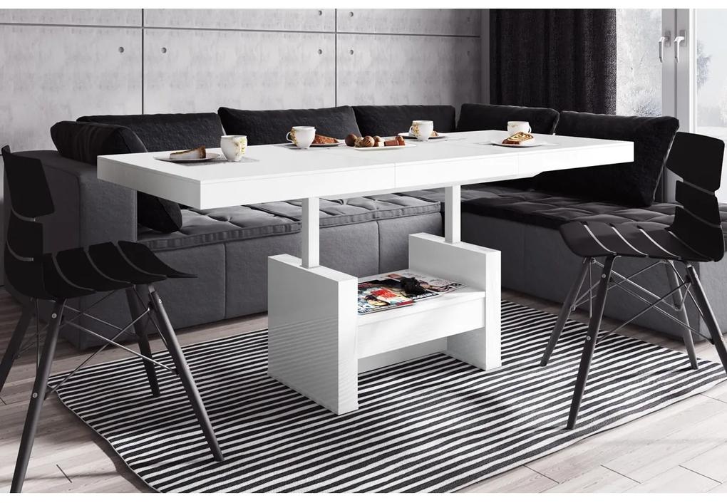 Luxusný rozkladací konferenčný stolík AVERSA LUX MATNÝ biela DOPRAVA ZADARMO