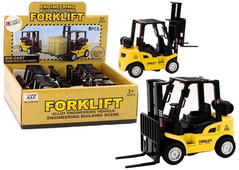 LEAN TOYS Kovový vysokozdvižný vozík s trecím pohonom - žltý