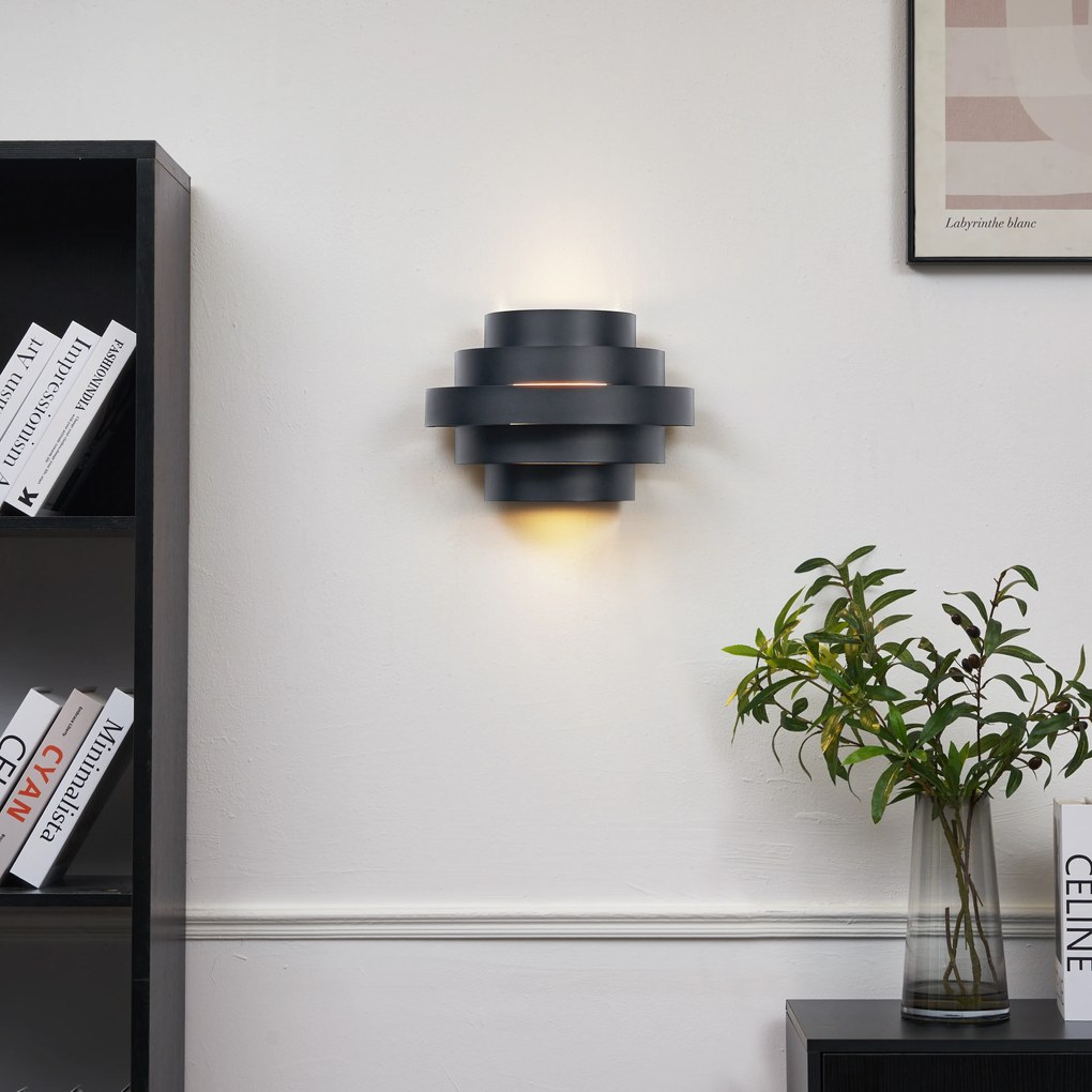 Moderné nástenné svietidlo čierne vrátane LED s 3-stupňovým stmievaním - Lines