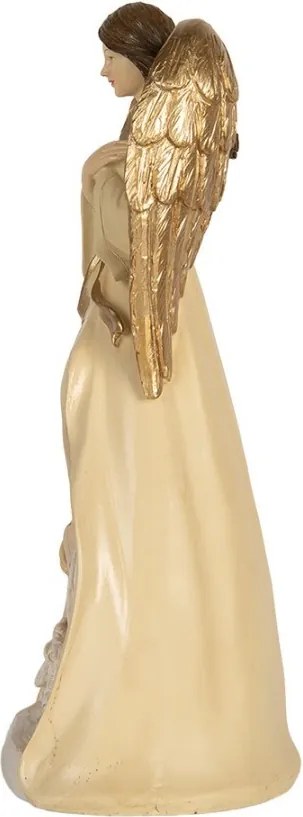 Béžová antik dekorácia anjel so svätou rodinou Angel - 15*12*31 cm