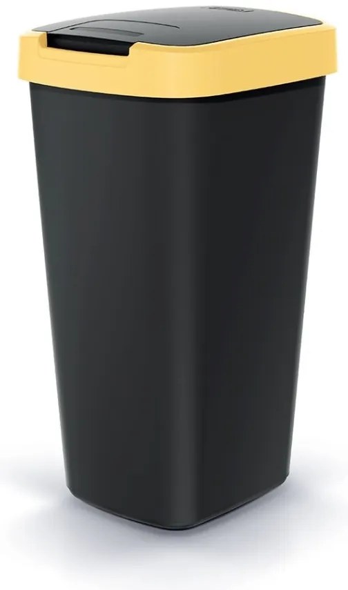 Odpadkový kôš s farebným vekom, 25 l, žltá / čierna