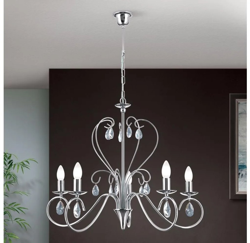 Orion LU 1658/5 - Krištáľový luster na reťazi ALESSIA 5xE14/40W/230V lesklý chróm