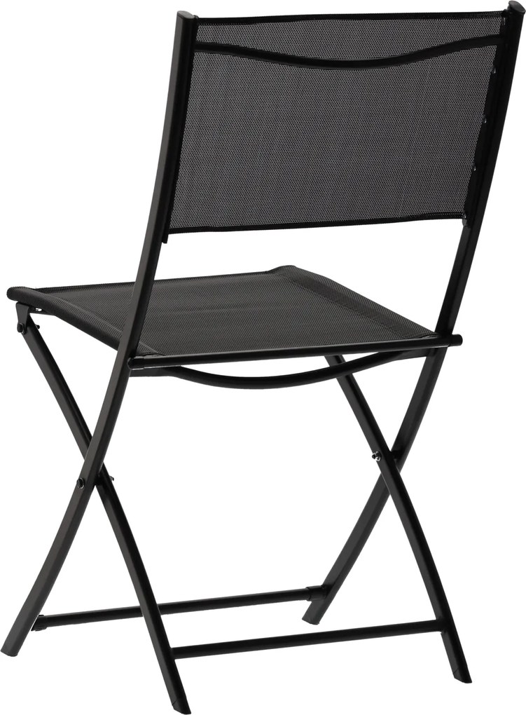 CH Skladací záhradný set nábytku s okrúhlym stolom - čierna