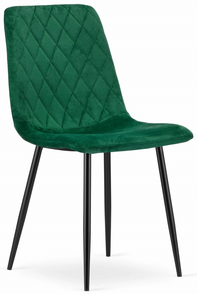 Jedálenský set 1 + 4, čierny stôl RAMOD 100x60 cm mramorový dekor + zelená stolička TURIN s čiernymi nohami