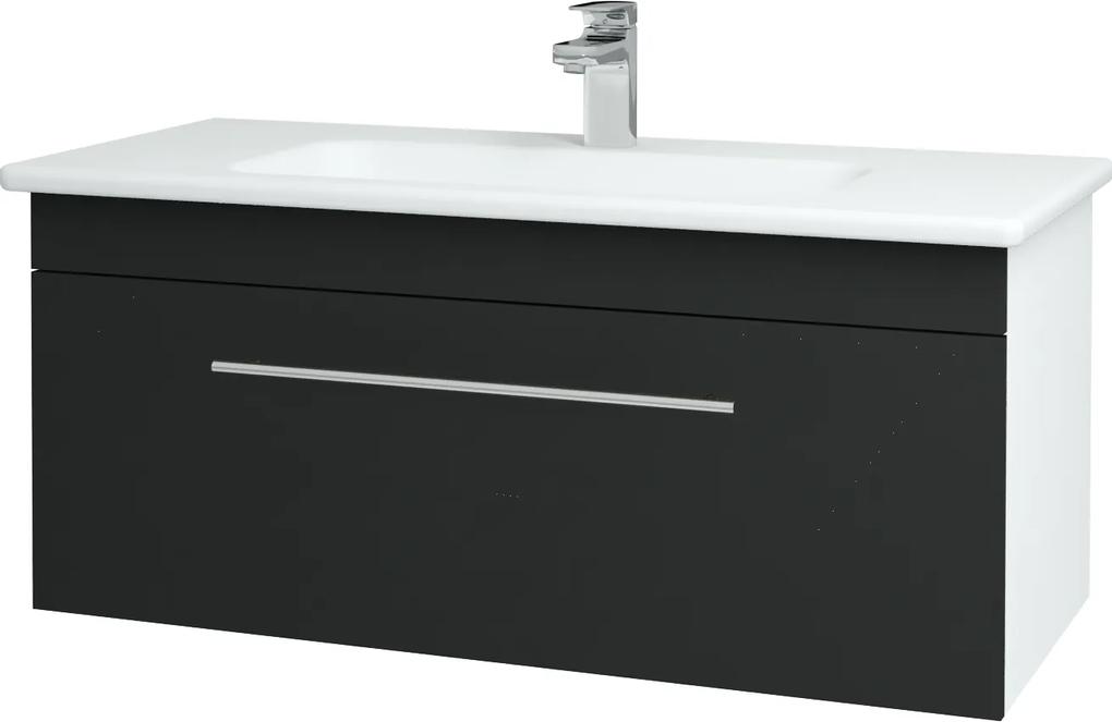 Dřevojas - Koupelnová skříň ASTON SZZ 100 - N01 Bílá lesk / Úchytka T02 / L03 Antracit vysoký lesk (137540B)