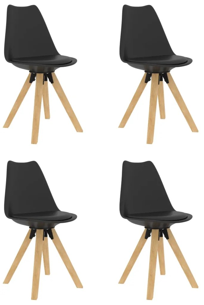 Jedálenské stoličky 4 ks čierne PP a bukový masív 324226