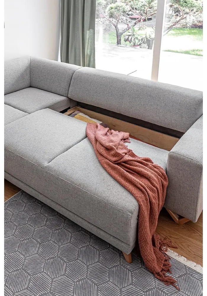 Svetlosivá rozkladacia/s úložným priestorom rohová pohovka (ľavý roh/do L) Classy Sophie – Miuform