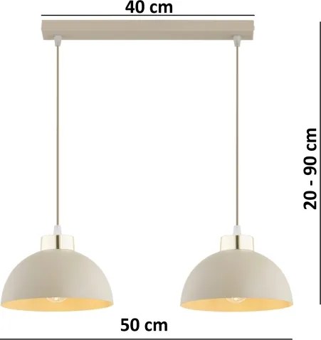 BRILAGI - Závesný luster na lanku MOON 2xE27/60W/230V béžová/zlatá