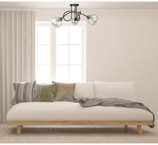 Prisadený luster EVIE 3xE27/60W/230V čierna/číra