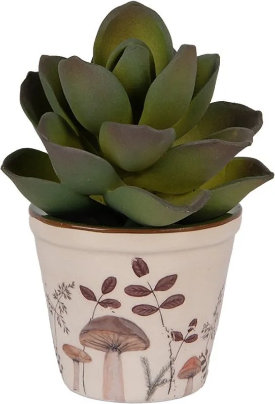 Béžový obal na kvetináč s hubkami Little Forest Jewels XS - Ø 8*7 cm
