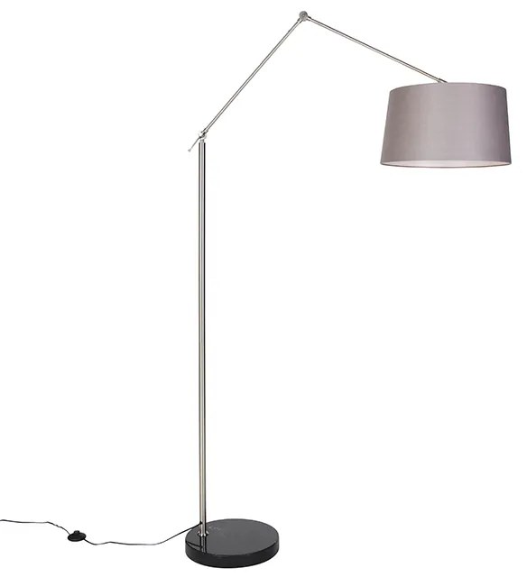 Moderná stojaca lampa oceľ s tienidlom tmavosivá 45 cm - Editor