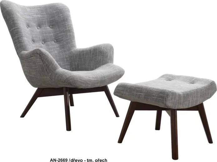 Kreslo Picolo s podnožkou, béžová/ prírodná (chester AN 3318)