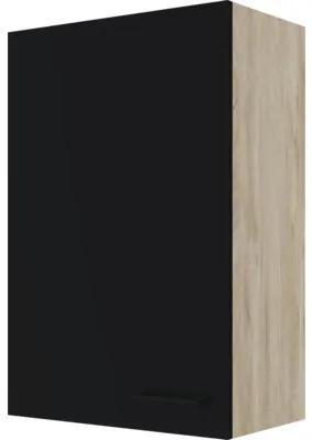 Kuchynská skrinka horná s dvierkami Flex Well Capri ŠxHxV 60 x 32 x 89 cm čelo čierna matná korpus divoký dub