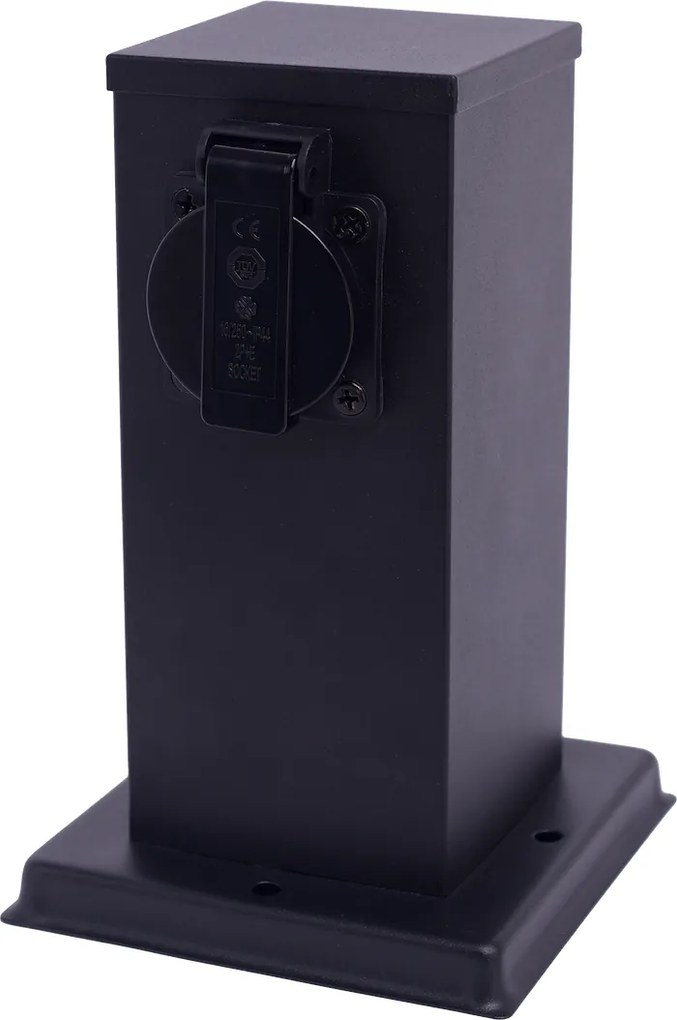 Elektrický záhradný stĺpik Electric, nerezová oceľ, 2 zásuvky, čierna, (20 cm)