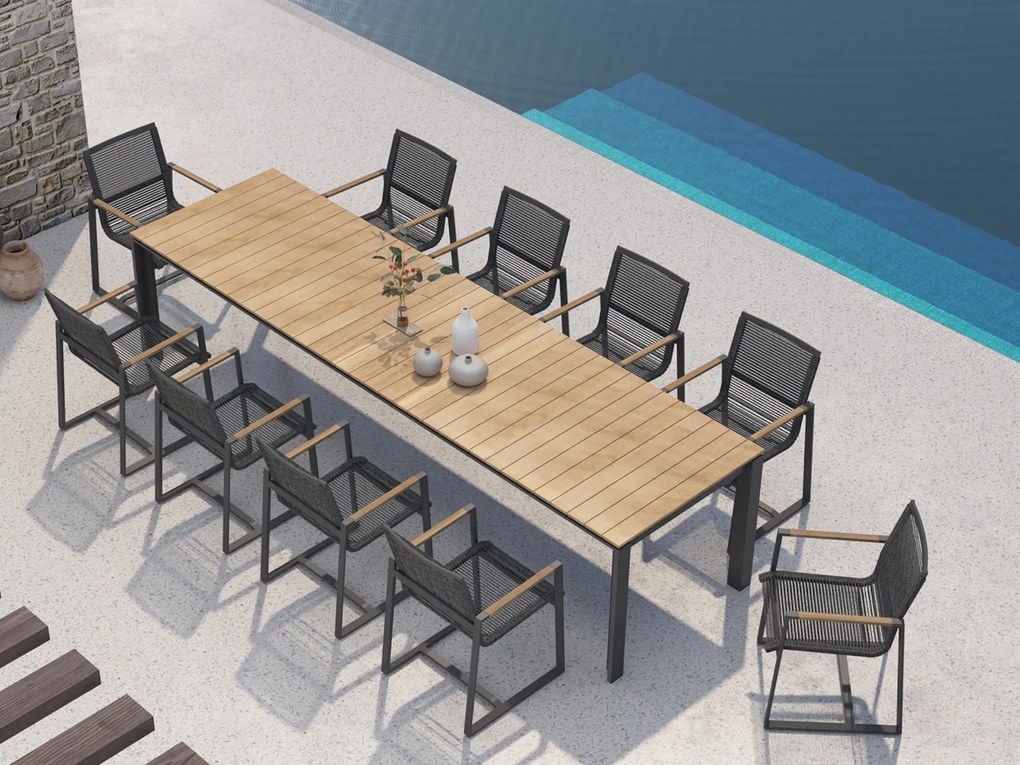Optimum Teak rozťahovací jedálenský stôl antracit 220-340 cm