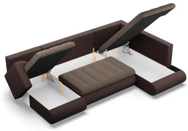 Sedacia súprava FORESTA v tvare U, pravá hnedá / cappuccino