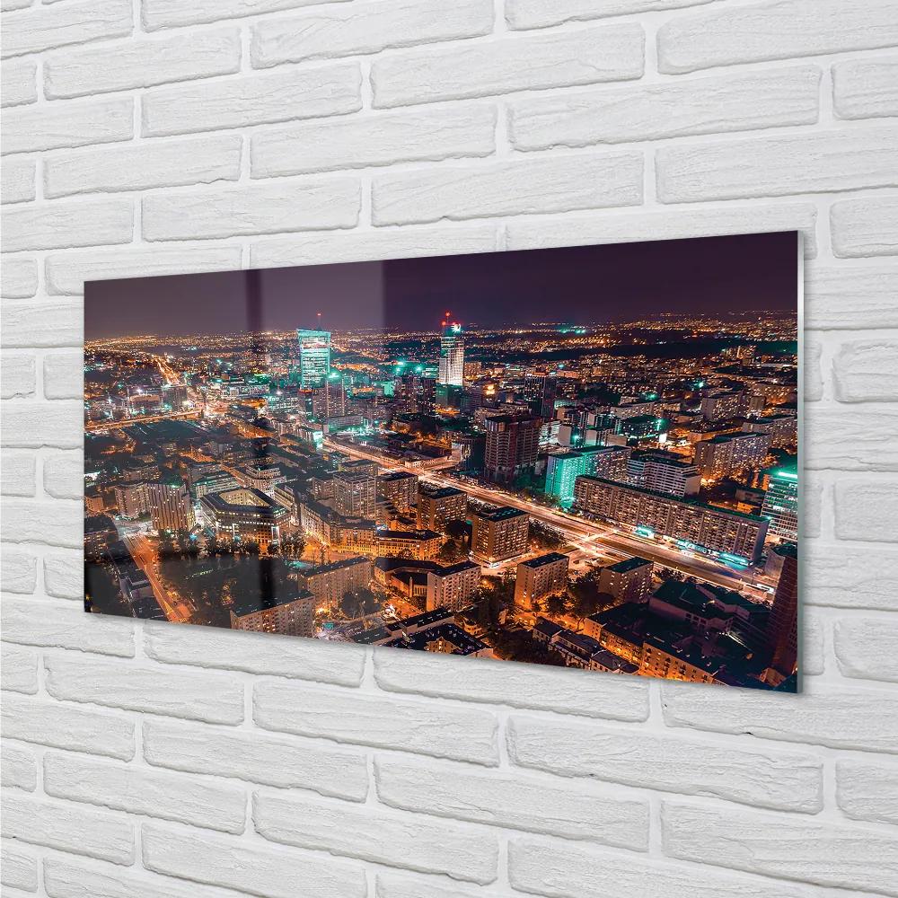 Nástenný panel  Varšava Mesto nočné panorama 120x60 cm
