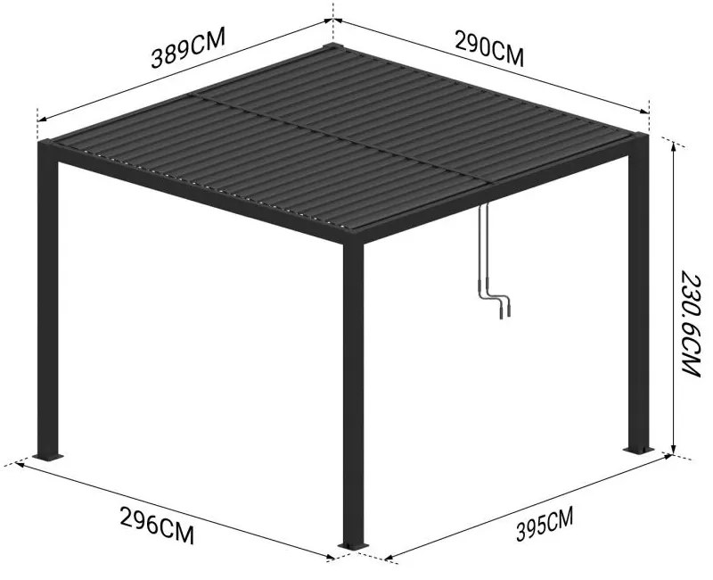 Hliníková bioklimatická pergola s lamelami 4 x 3 M