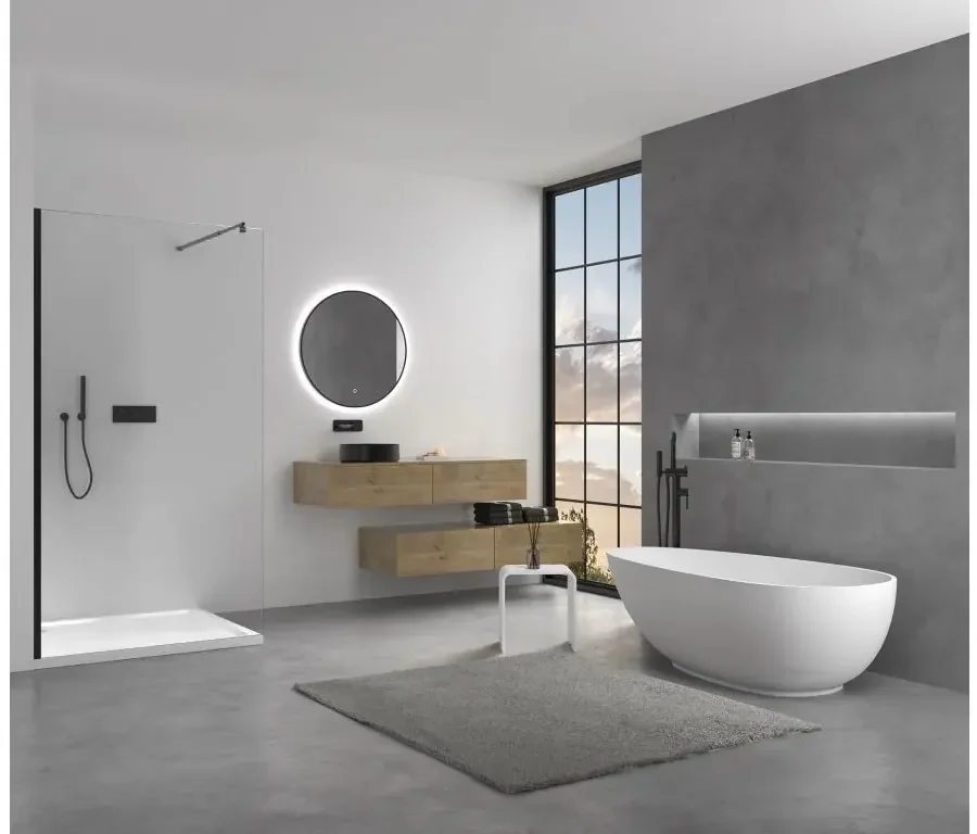 Cerano Onyx, sprchová zástena Walk-in 80x200 cm,8 mm číre sklo, čierny profil, CER-CER-DY101B-80-200