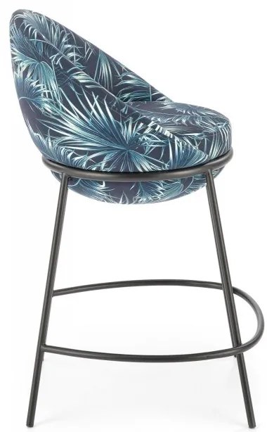 Barová stolička KLINT — oceľ, látka, modrá / vzor