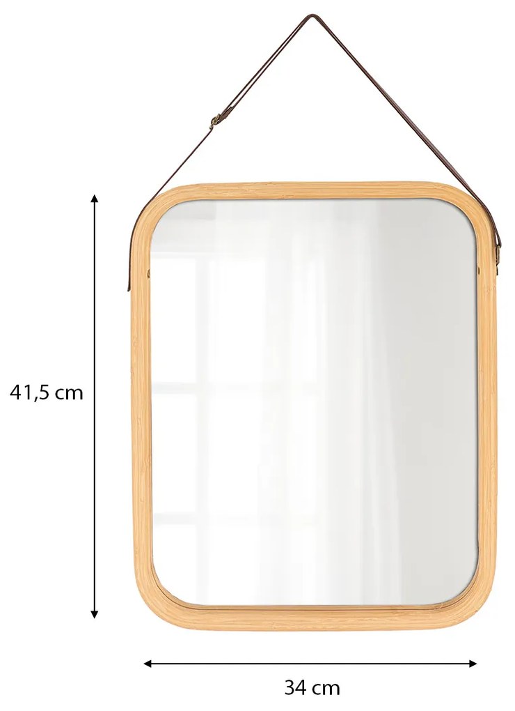 Závesné zrkadlo Jae Beige, bambus