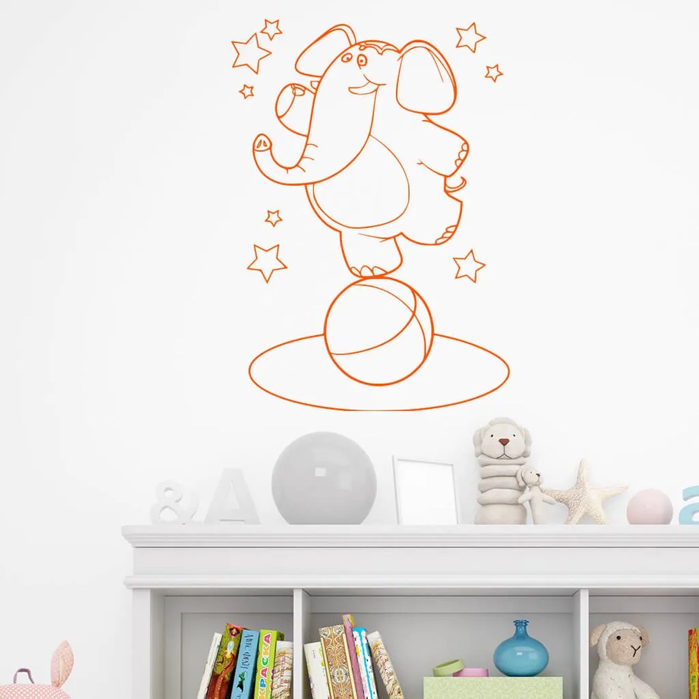 Veselá Stena Samolepka na stenu na stenu Slon akrobat Farba: černá