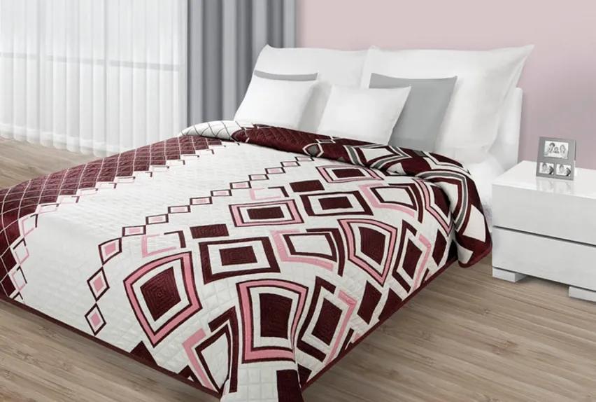 DomTextilu Obojstranné prehozy cez posteľ v krémovej farbe s bordovým vzorom Šírka: 230 cm | Dĺžka: 260 cm 6707-35210