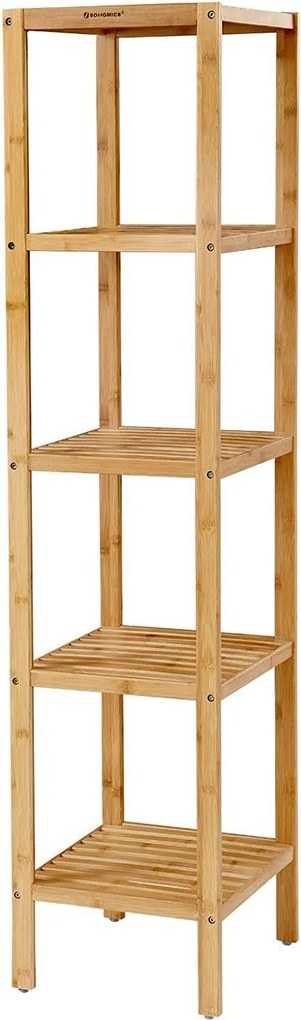 Kúpeľňový regál 5 policový, prírodná farba