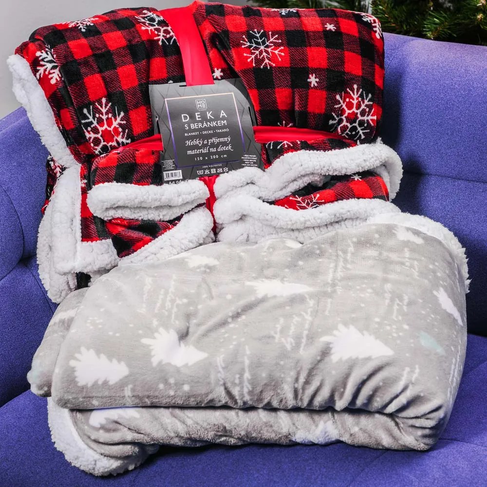 Home Elements Deka s baránkom, 150 x 200 cm, Káro s vločkami