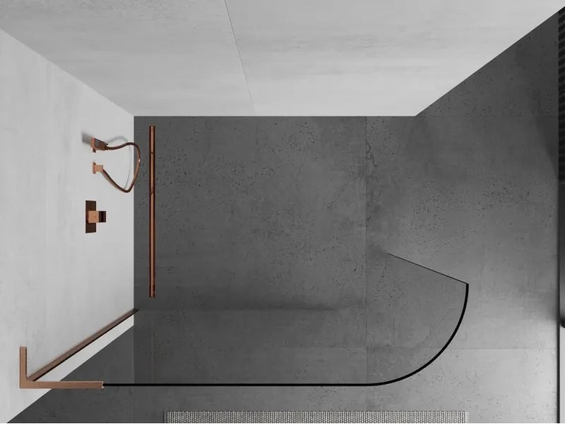 Mexen Kioto L, sprchová zástena Walk-In 100 x 200 cm, 8mm číre sklo, medený matný profil, 800-100-103-65-06